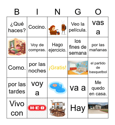 Español 1 - Unidad 2.4 La comunidad Bingo Card