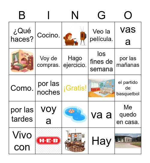 Español 1 - Unidad 2.4 La comunidad Bingo Card
