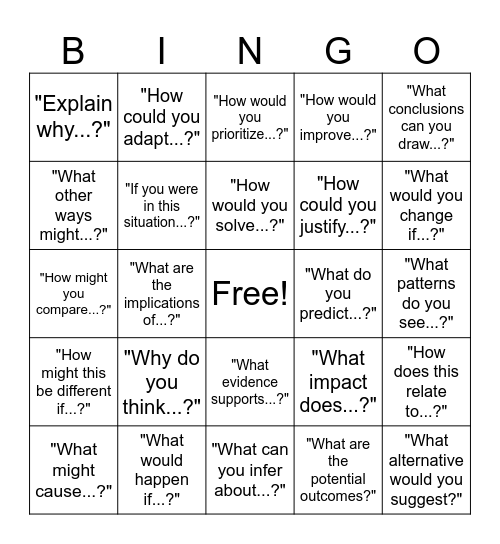 H.O.T.  Bingo Card