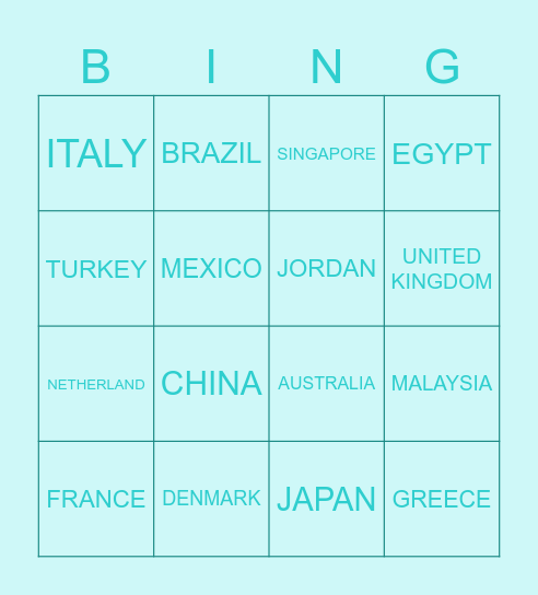 LANDMARK Bingo Card