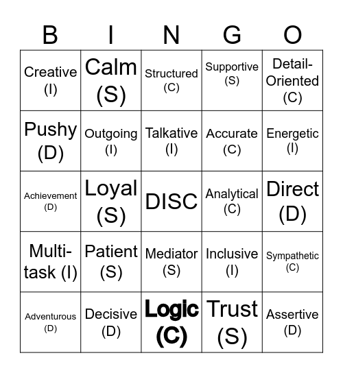 DISC Bingo Card