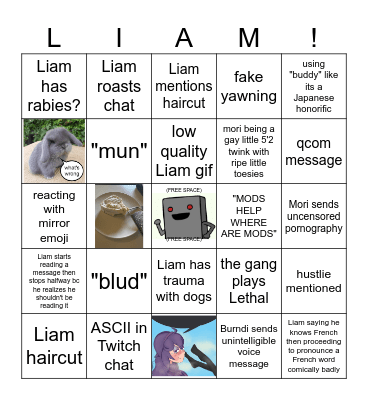 Liamcord Bingo Card