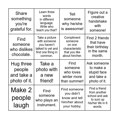 Teambuilding Bingo (write name/names) Bingo Card