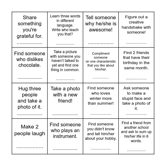 Teambuilding Bingo (write name/names) Bingo Card