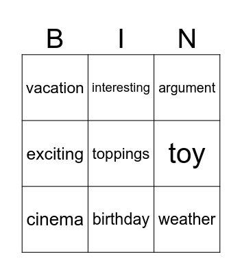 Past Tense Questions Bingo Card