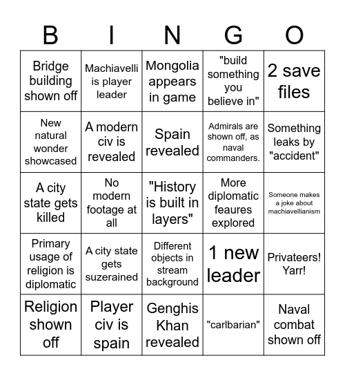 explivestream Bingo Card