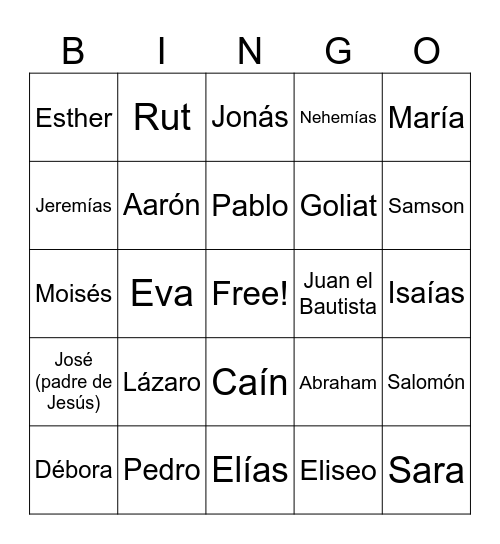 Bingo de personajes Bingo Card