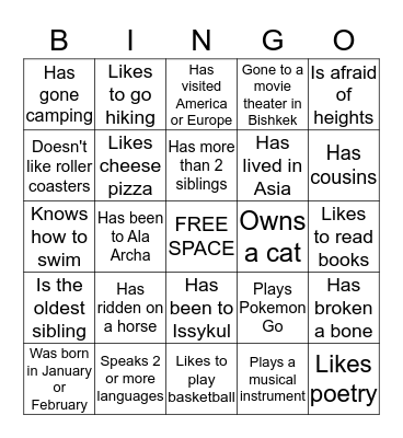 Ice Breaker Bingo Card