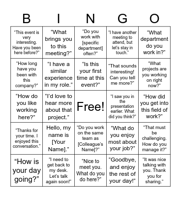 BINGO TALK Bingo Card