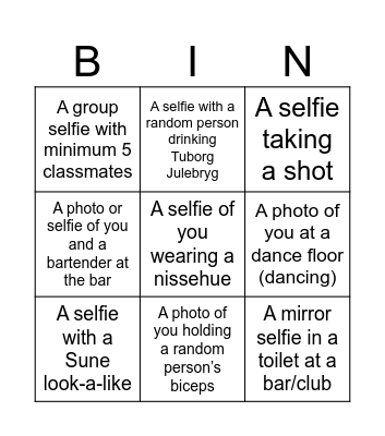Photo Dare Bingo Card