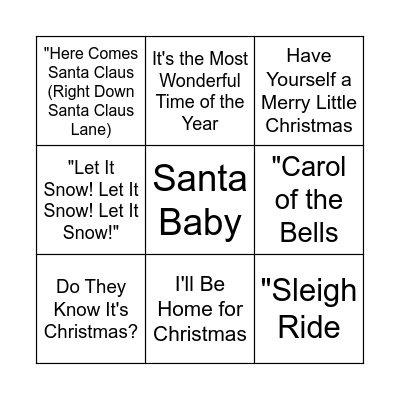 Christmas Songs Bingo Card