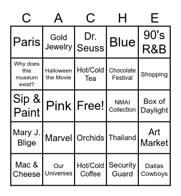 All About Cache Bingo Card