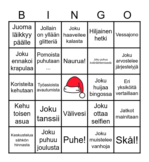 Pikkujoulubingo Card