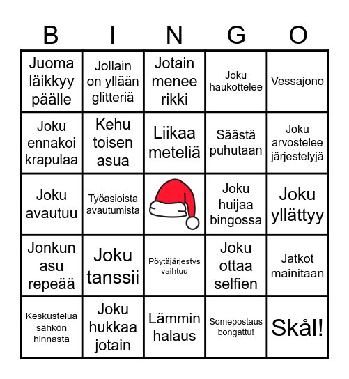 Pikkujoulubingo Card