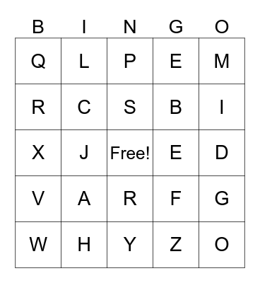 Phonics Bingo Card