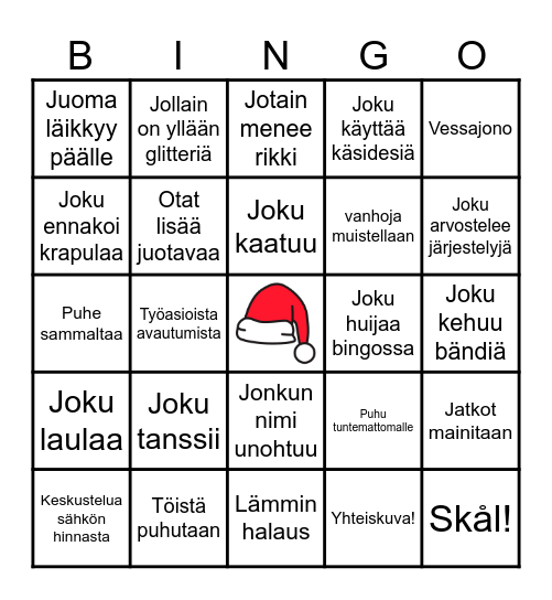 Pikkujoulubingo Card