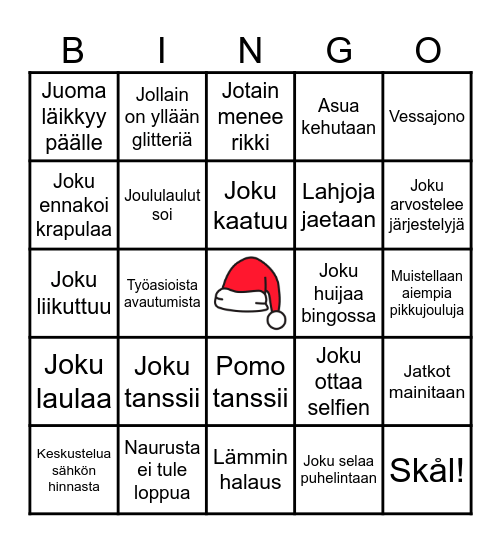 Pikkujoulubingo Card