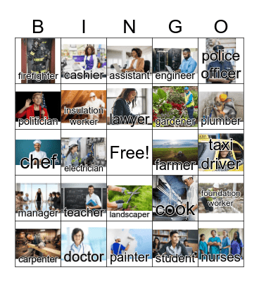 Occupations Bingo Card