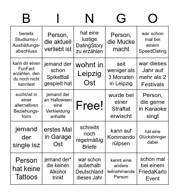 SpeedDating Turboherzen "Friends" Bingo Card