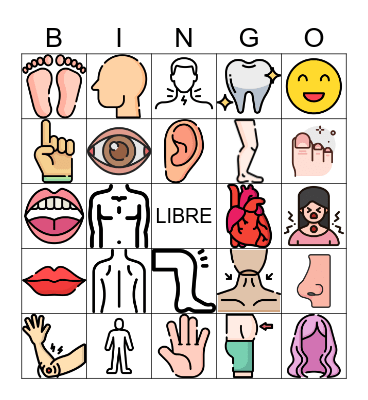 Les parties du corps Bingo Card