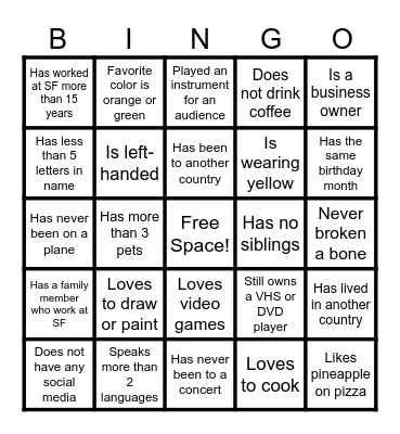 Could this be you? BINGO Card