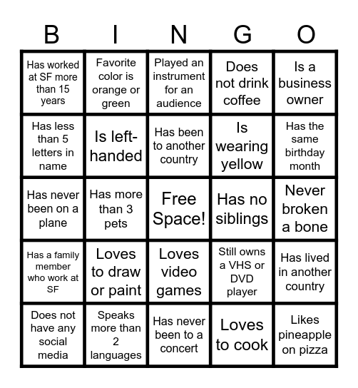 Could this be you? BINGO Card