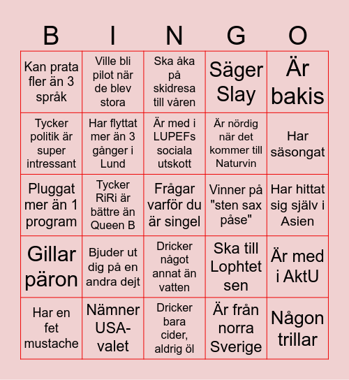 <3 Speedbingo <3 Bingo Card