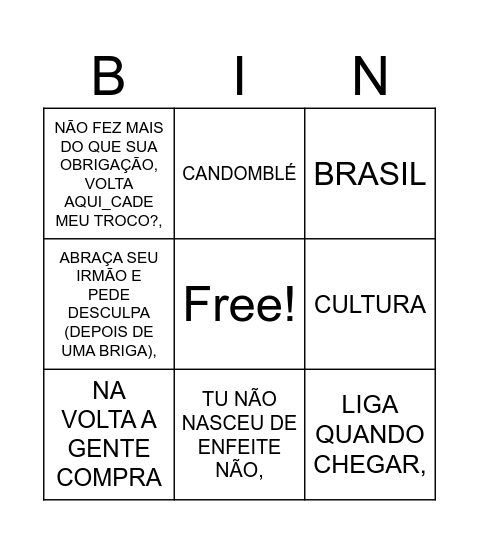 BINGO AFRO Bingo Card