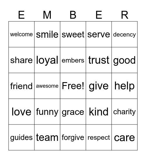 kindness Bingo Card