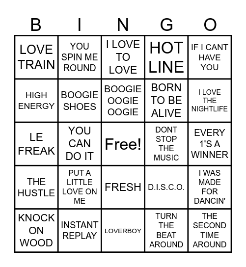 DISCO Bingo Card