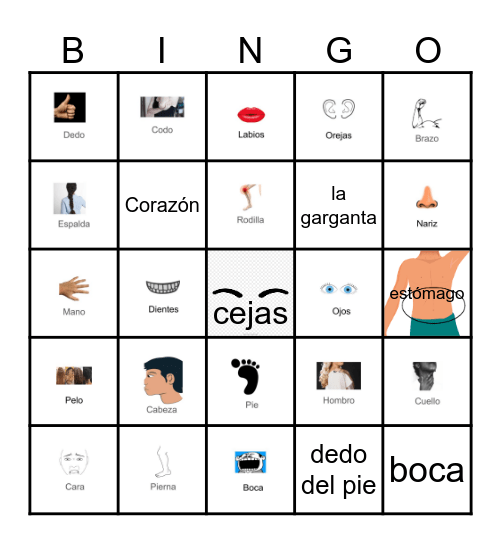 El Cuerpo Bingo Card