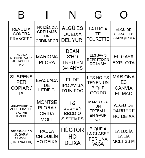 Bingo DAM Bingo Card