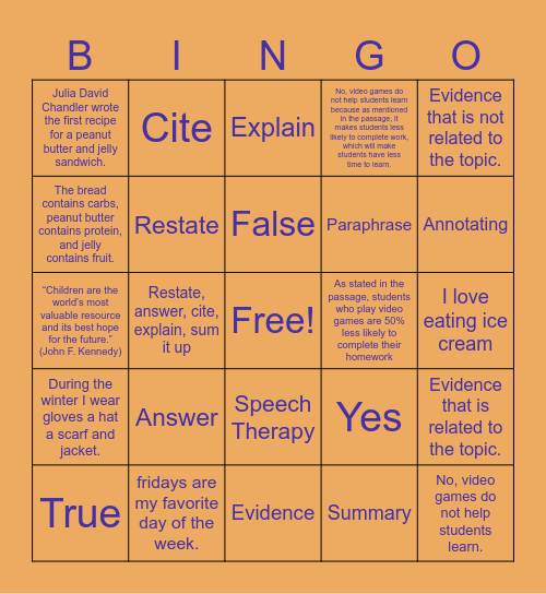 ACE Bingo Card