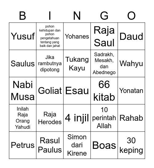 Cerdas Cermat Alkitab Bingo Card