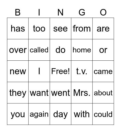 29 Bingo Card