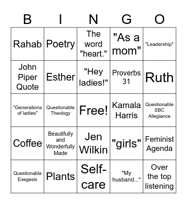 LifeWay Women Bingo Card