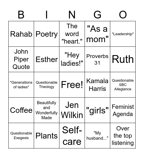 LifeWay Women Bingo Card