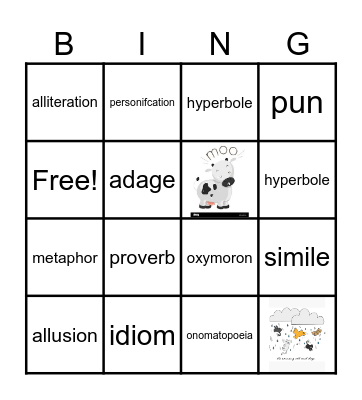 Figurative Language Bingo Card