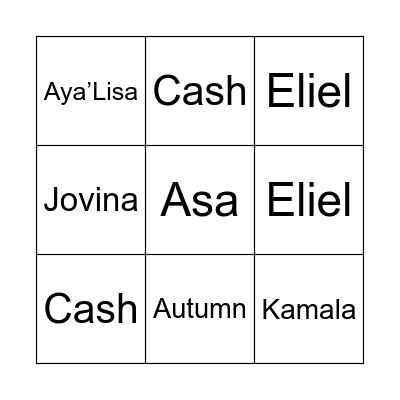 NAME BINGO Card