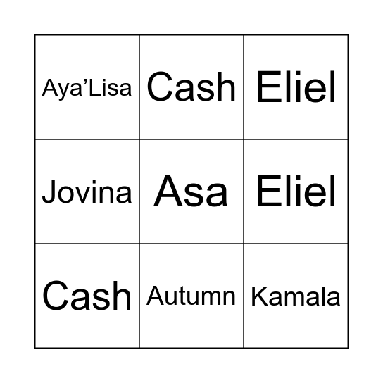 NAME BINGO Card