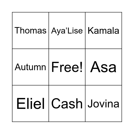 NAME BINGO Card