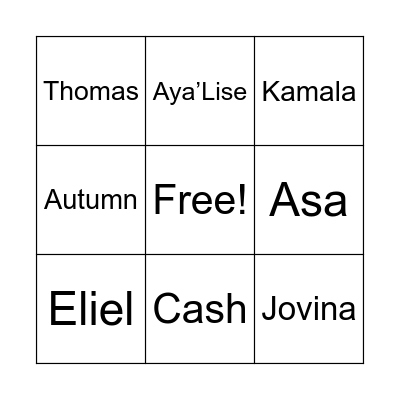 NAME BINGO Card