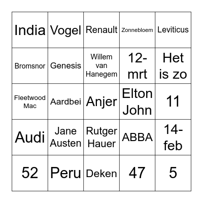 Vrijwilligersavond 2024 Bingo Card