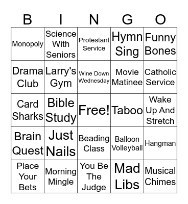 STUFF Bingo Card