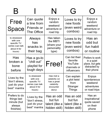 Timberwolf Leaders Bingo Card
