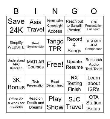 Work is FUN Bingo Card