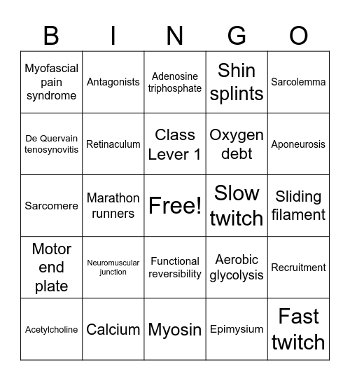 CHAPTER 20 Bingo Card