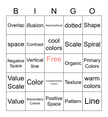 Elements of ART Bingo Card