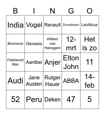 Vrijwilligersavond 2024 Bingo Card