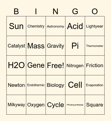 Nacho STEM Day Bingo Card